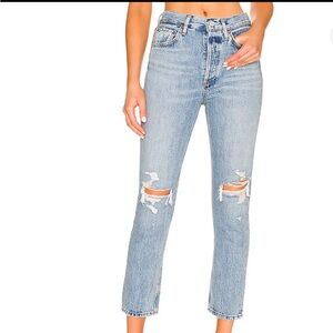 Agolde Riley High Rise Straight Crop in Blitz Size 31